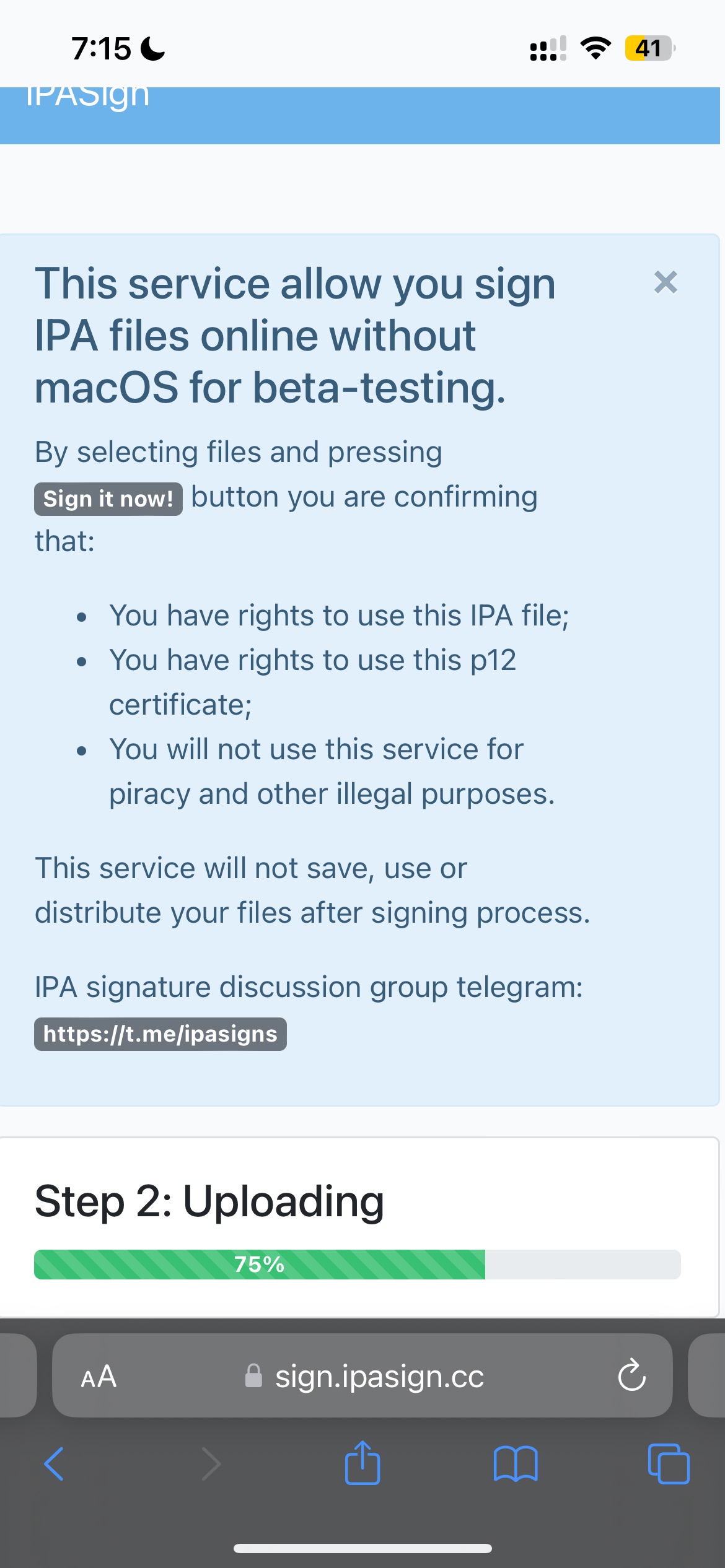 ipasign Uploading